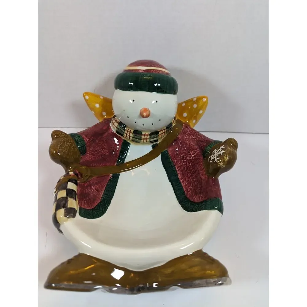 Sakura Debbie Mumm Snow Angel Village Snowman Nibbler Bowl MIB